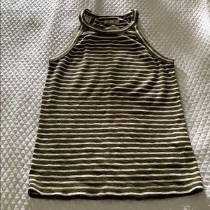 madewell XS high neck striped ribbed tank top